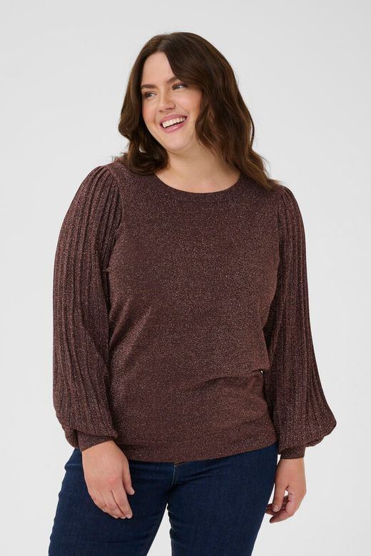 KCregitta Pleat LS Pullover w5 - Black Coffee, L=50/52