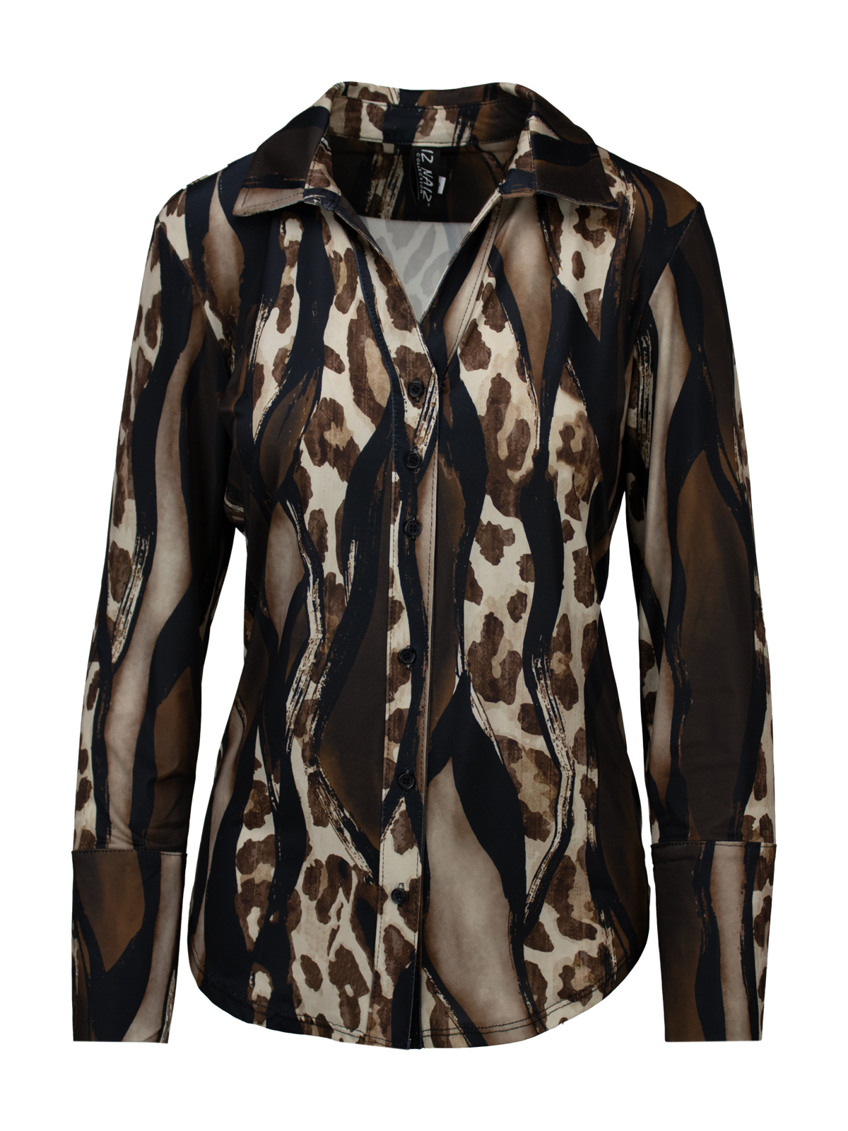 3701 – Blouse V – Animal Mix Brown