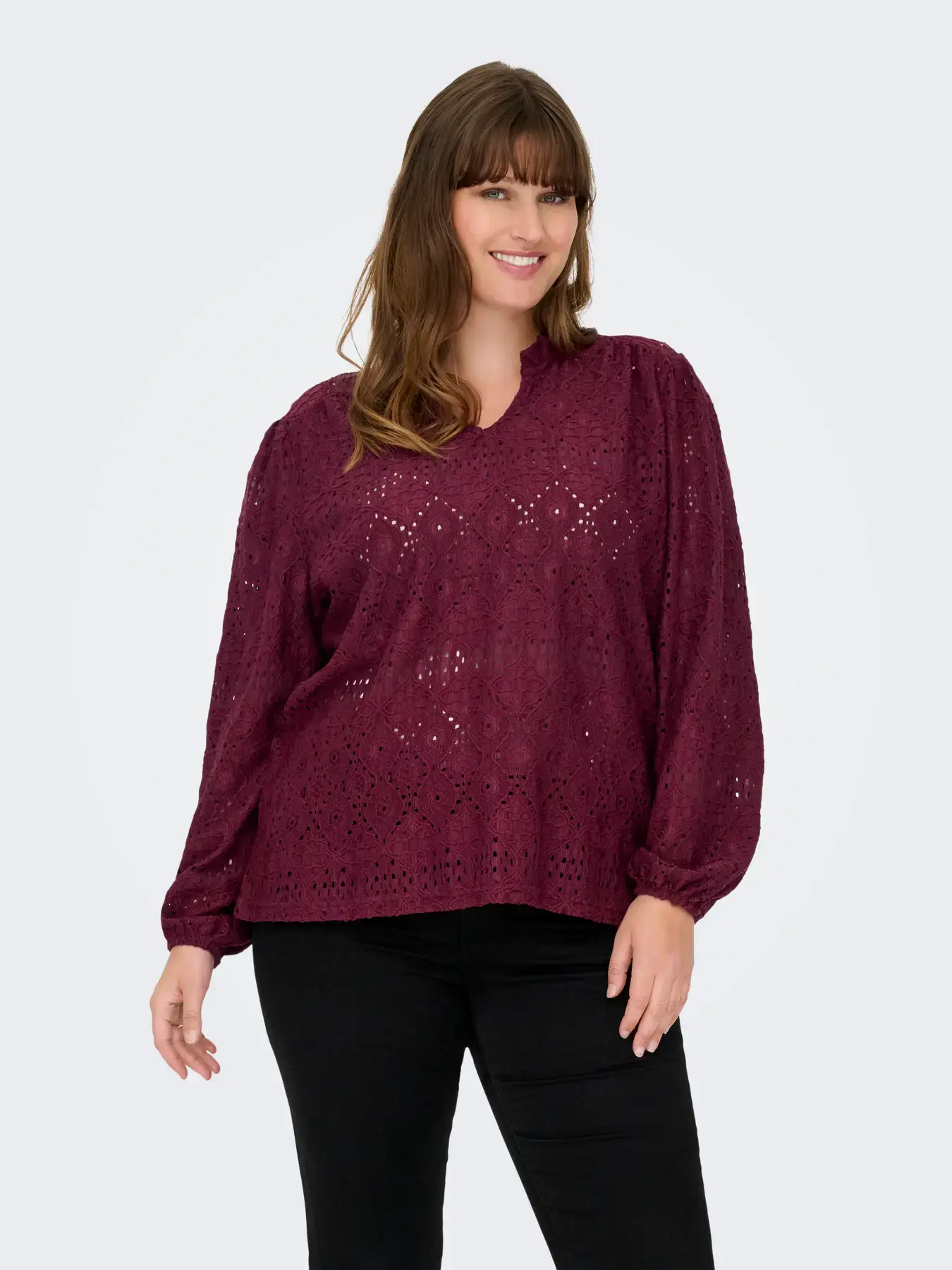 CARLUZIA L/S V-NECK BLOUSE JRS
