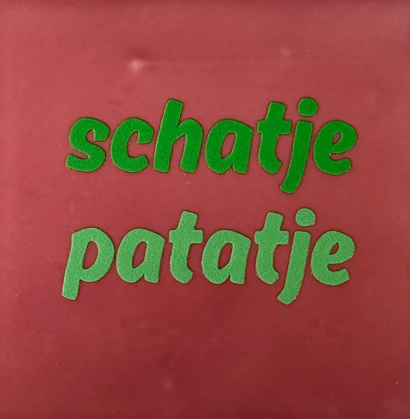 Tegeltje "schatje patatje"roze