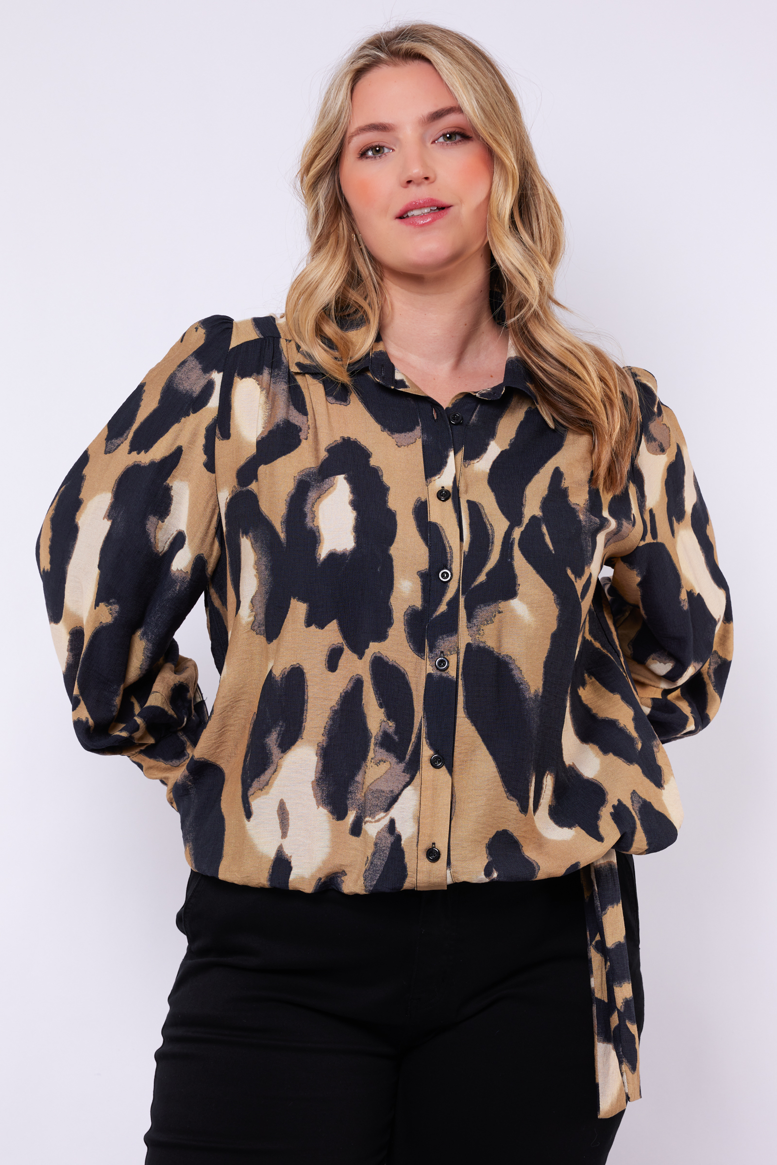 Exxcellent Fern blouse v6 - Black/Khaki, 44