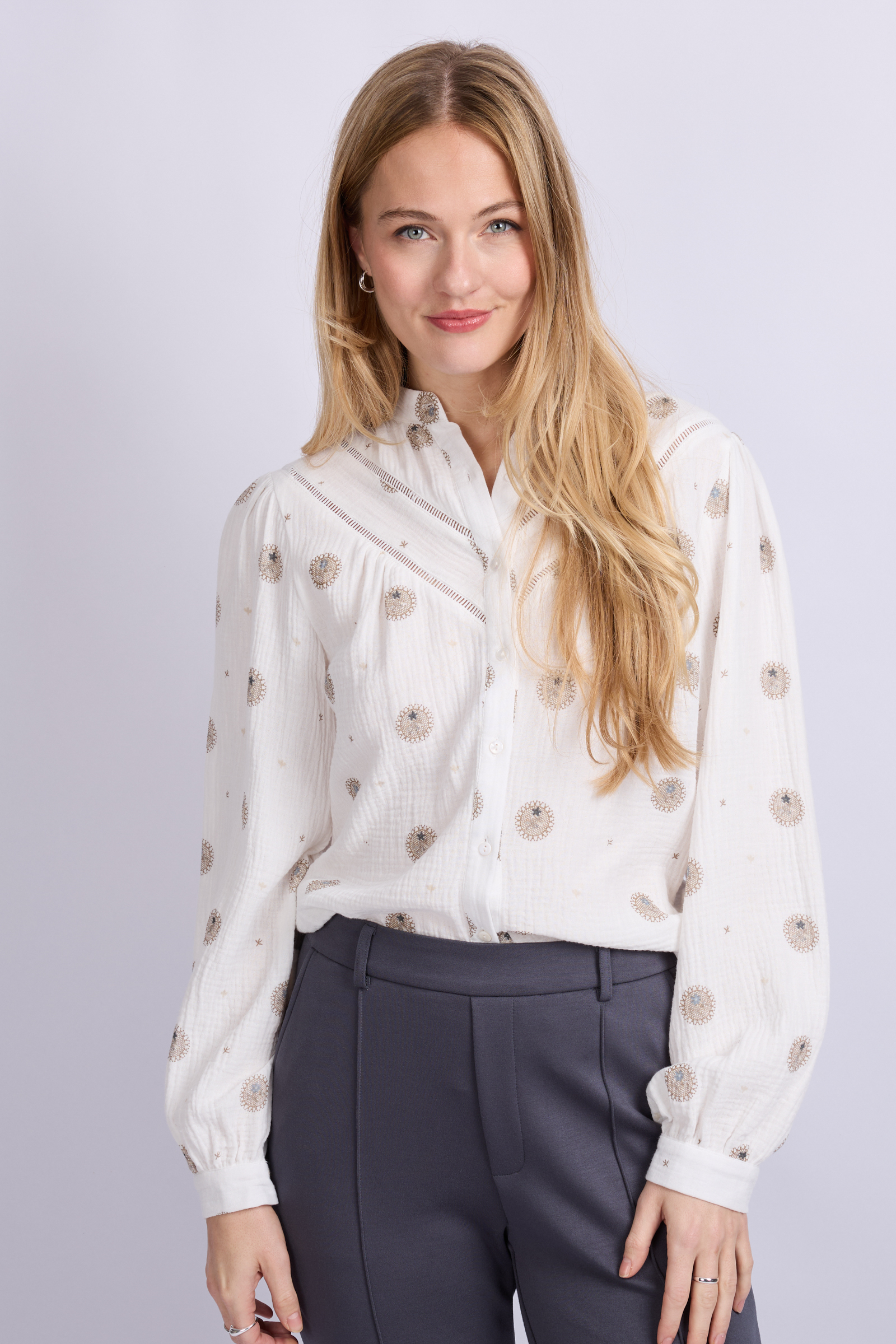 c&s Loïs blouse v6 - Offwhite/Mix, M/L