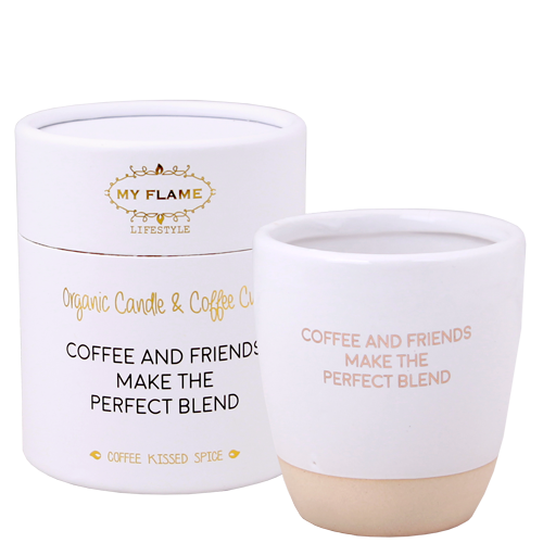 SOJAKAARS IN KOFFIEKOP - COFFEE & FRIENDS, MAKE THE PERFECT BLEND - COFFEE KISSED SPICE