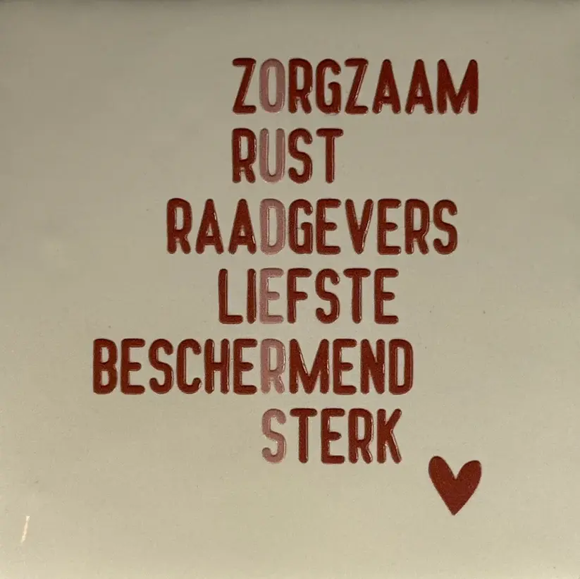 Tegeltje 'ouders' creme/taupe(nude roze)