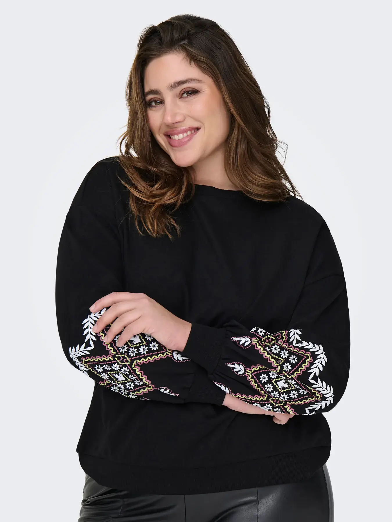 Only ck CARBROOKE L/S O-NECK PRINT SWT JRS NOOS - Black, xl=54