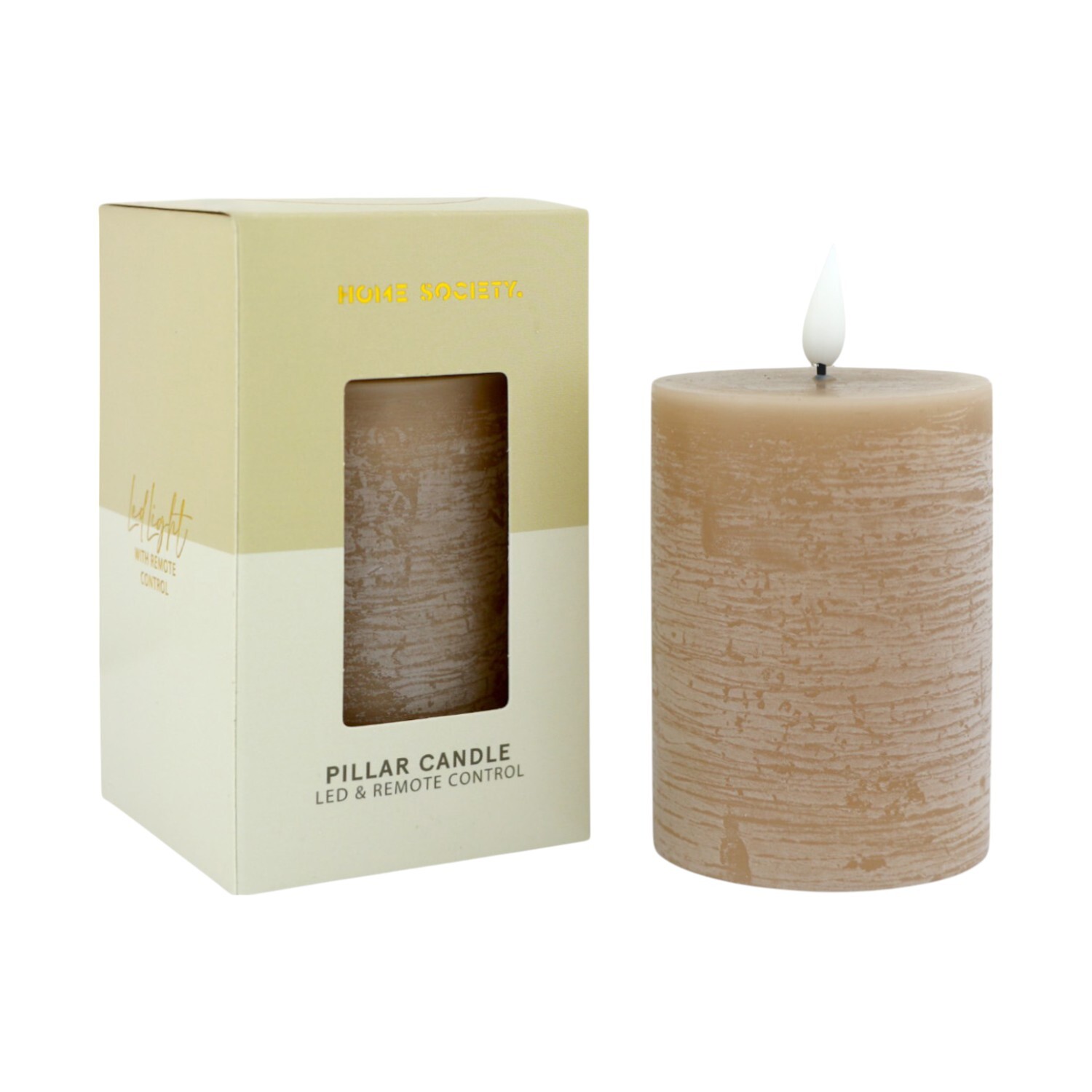 LED Kaars Pillar taupe