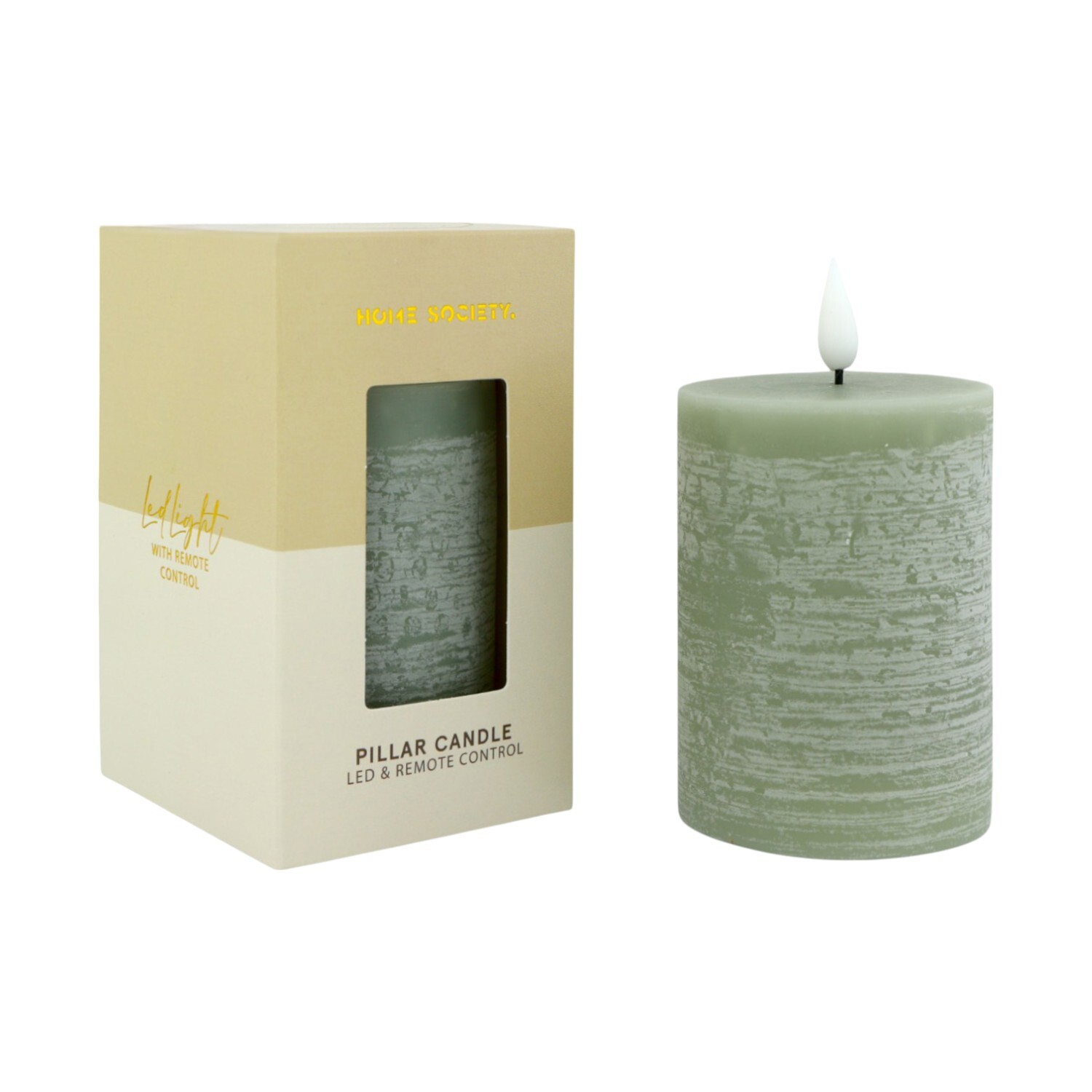 LED Kaars Pillar celadon