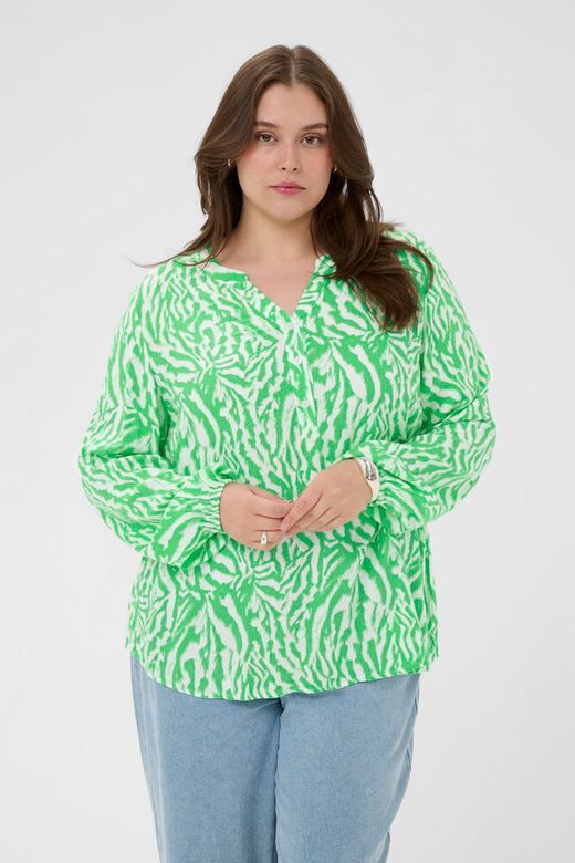 KCmahlena LS Blouse s6 - Bright Green/Chalk s Animal, 50