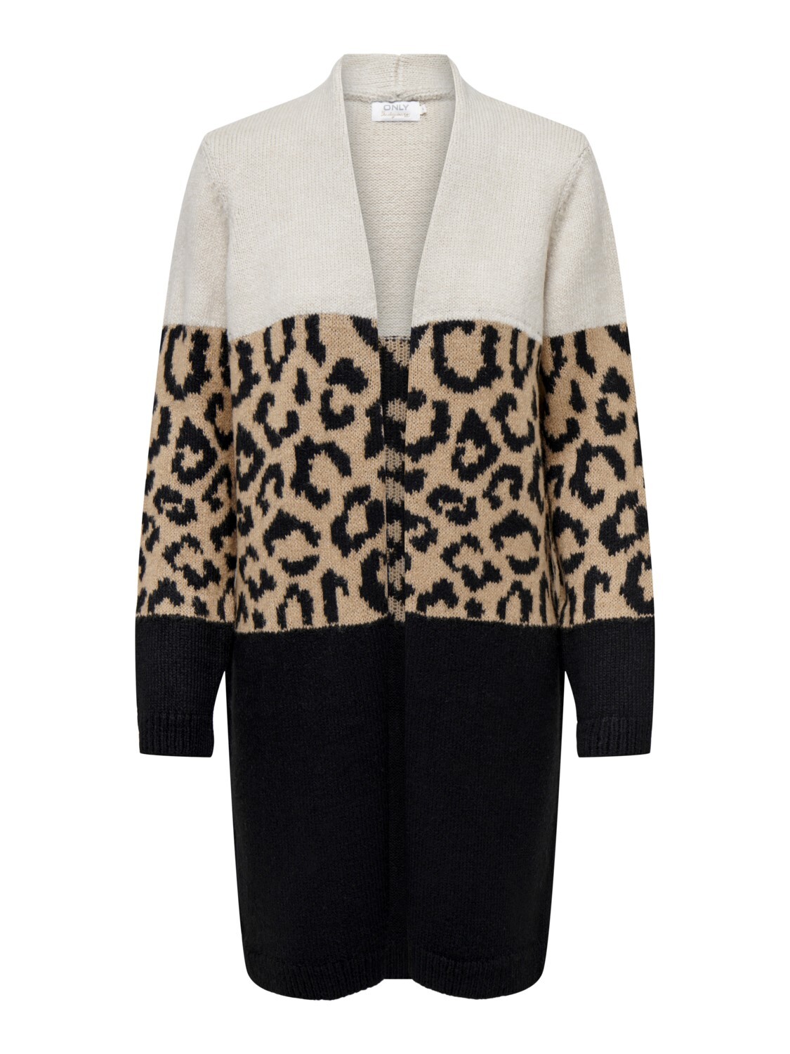 only ck fa23 CARJADE ANIMAL LS CARDIGAN KNT - Moonbeam Black/Toasted Coconut, M-46/48