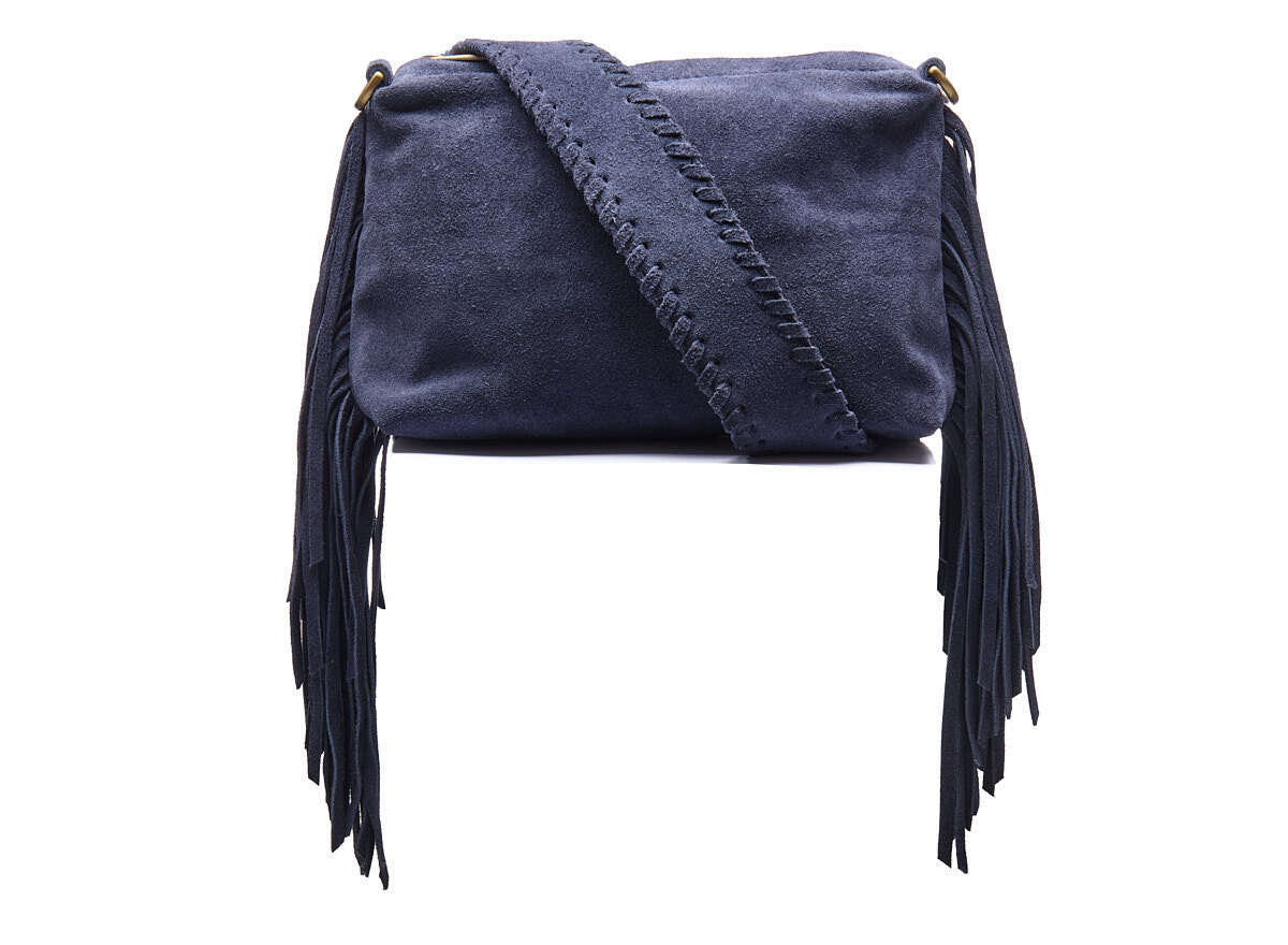 Chabo Suede Stormy Fringes Small Shoulderbag Navy