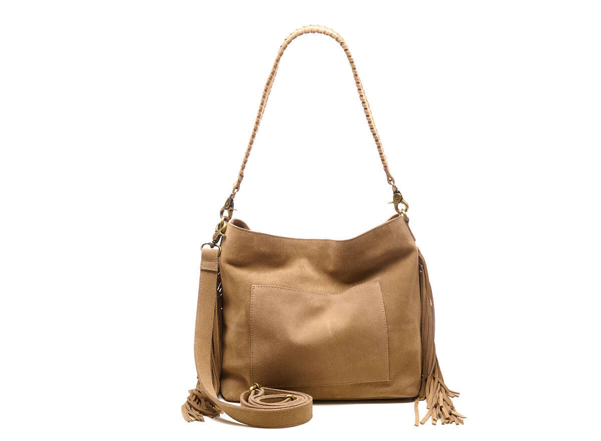 Chabo Suede Stormy Fringes Big Shoulderbag sand