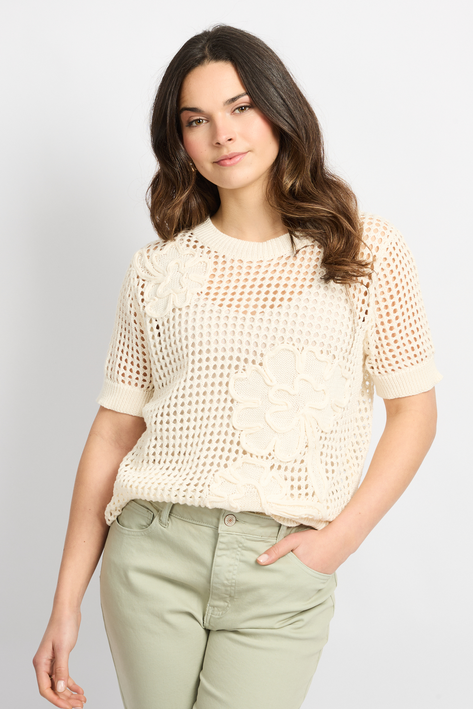 c&s Aivy knit pullover z6 - Wool White, XS/S