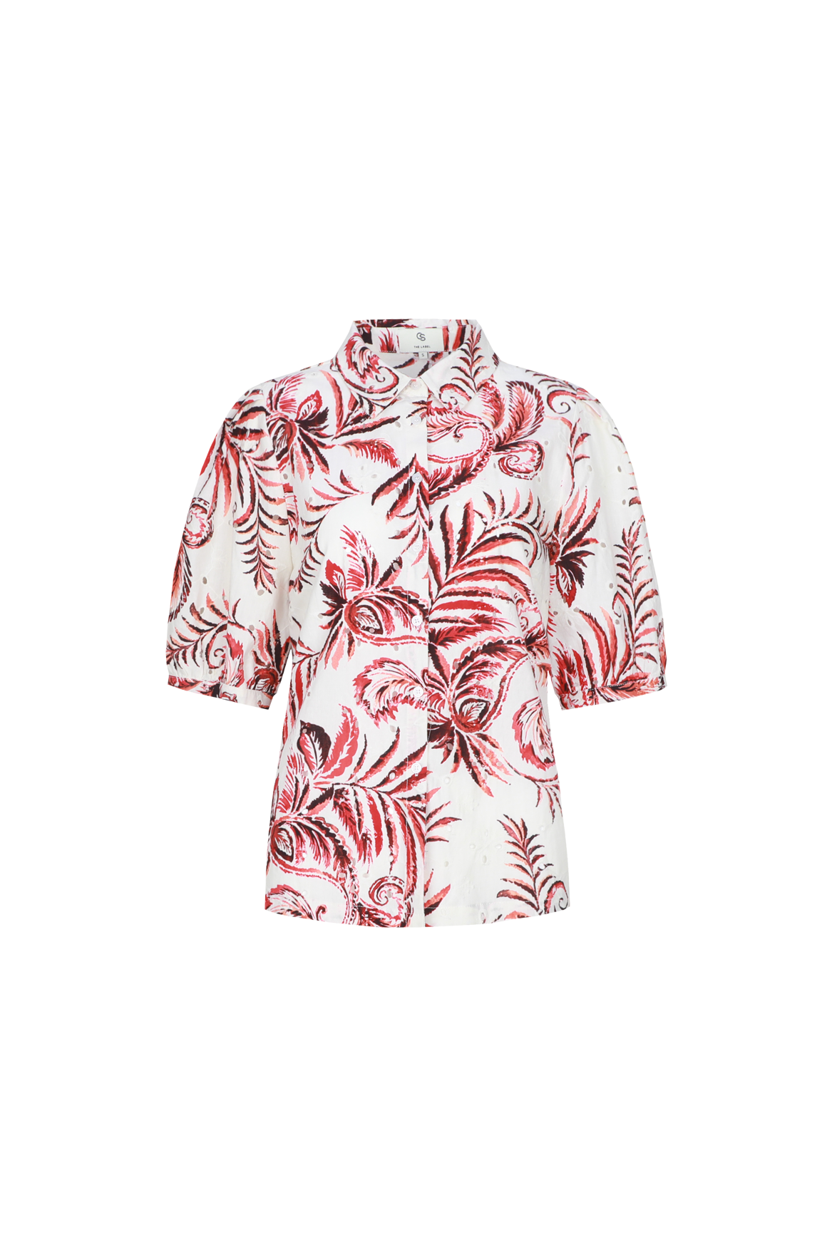 c&s Lucia blouse z6 - Offwhite/Karanda Red, M