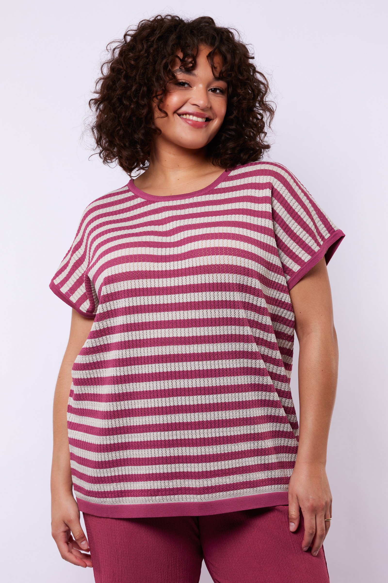 Exxcellent Leighton knit pullover z6 - Sand/Grape, 42/44