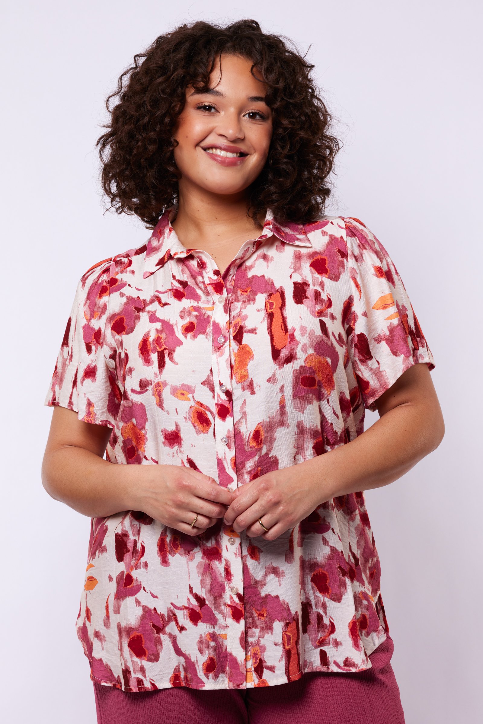 Exxcellent Bellamy blouse z6 - Sand/Grape, 44