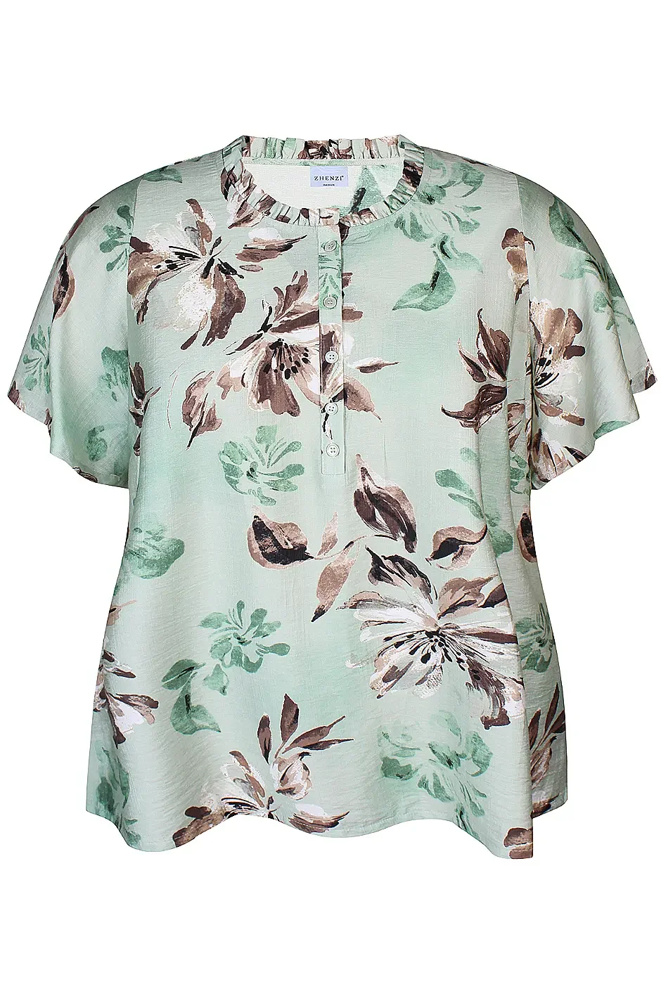 Zhenzi Zh-Freya 1301-Blouse S/S s6 - Cactus green, XL