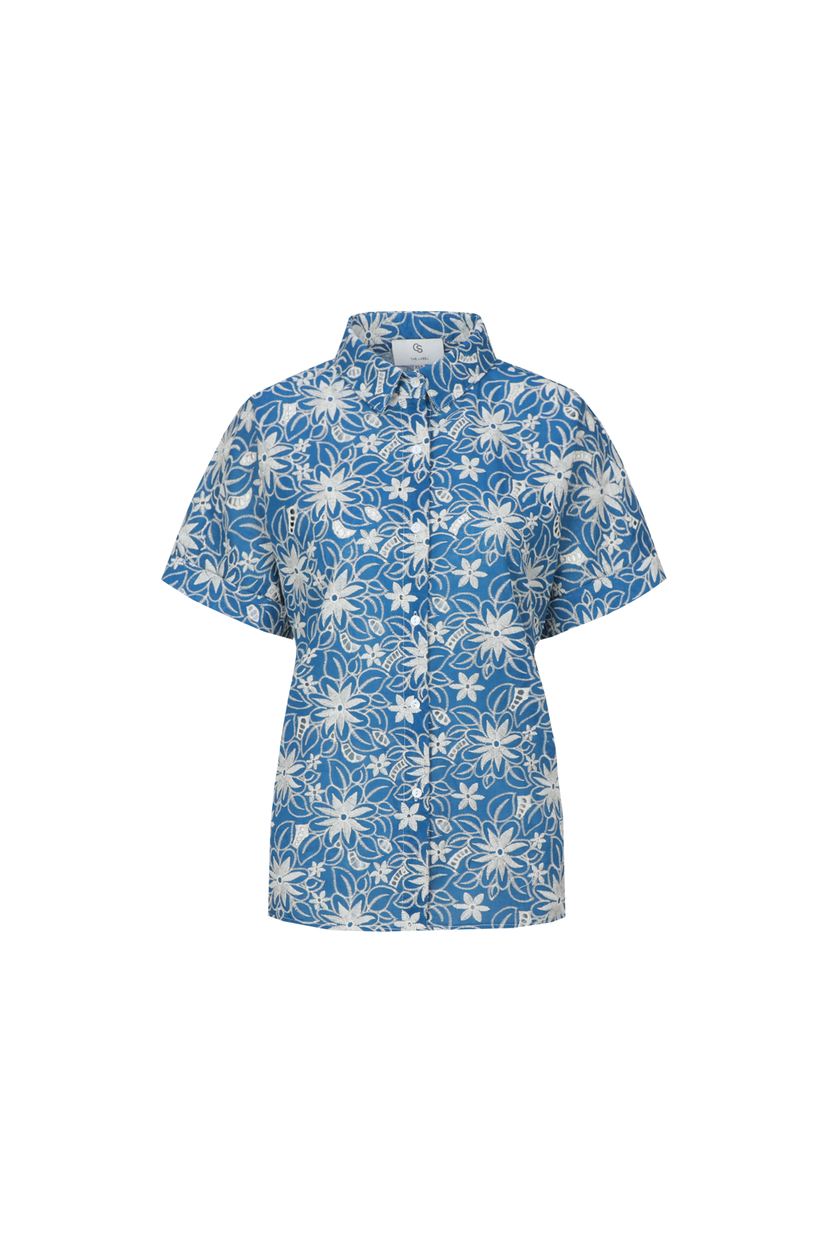 C&S Lania Blouse hz6 - Cornflower Blue/Offwhite, XL/XXL