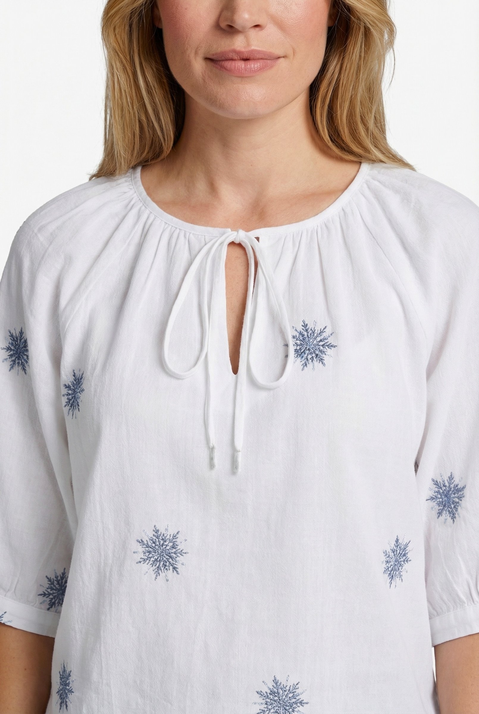 C&S Lindis Blouse hz6 - Offwhite/Cornflower Blue, XS