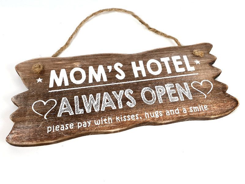 bordje hangend 12x30cm mom's hotel natural