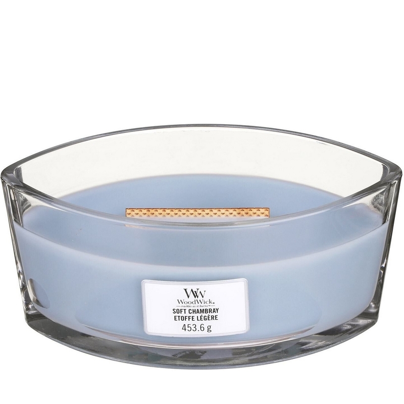 woodwick soft chambray ellipse candle