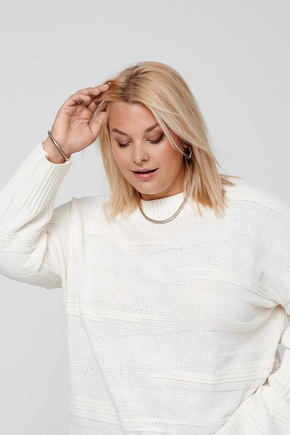 Only ck w4 CARIMA LS LOOSE STRUCTURE O-NECK KNT - Cloud Dancer, S-42/44