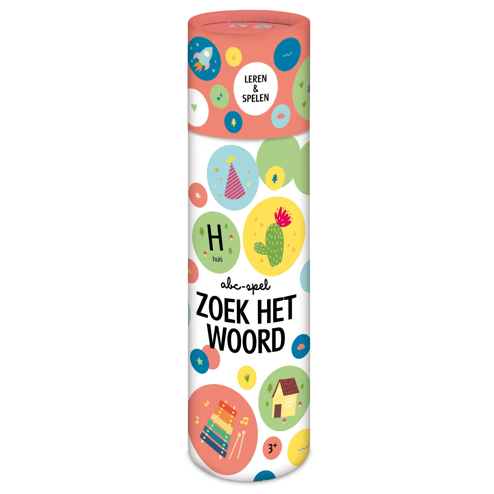 Spelletjes in een koker zoek het woord