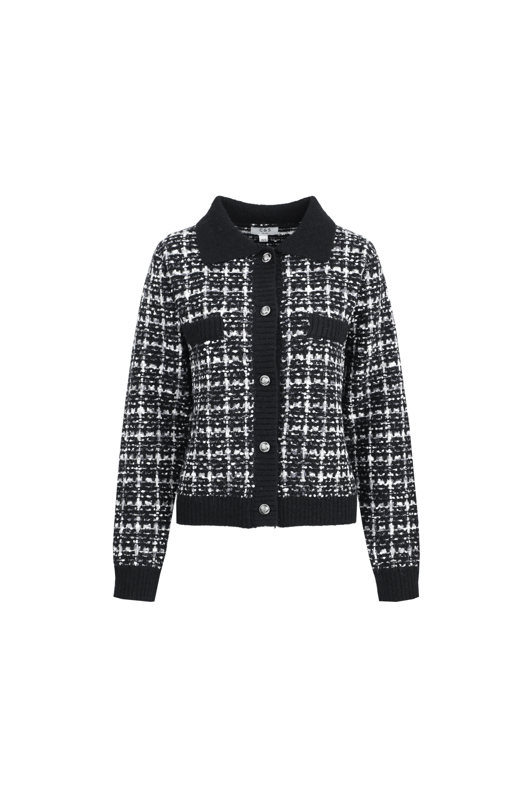 C&S Desie vest cardigan w4 - Offwhite/Black, M/L