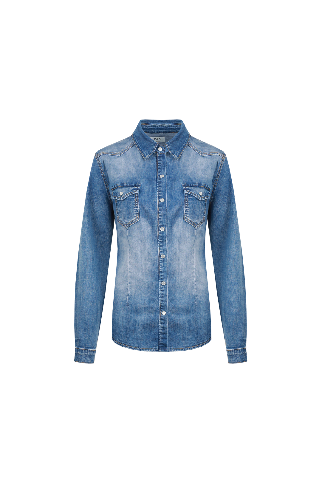 C&S Dyna blouse denim w4 - Denim Mid Blue, L