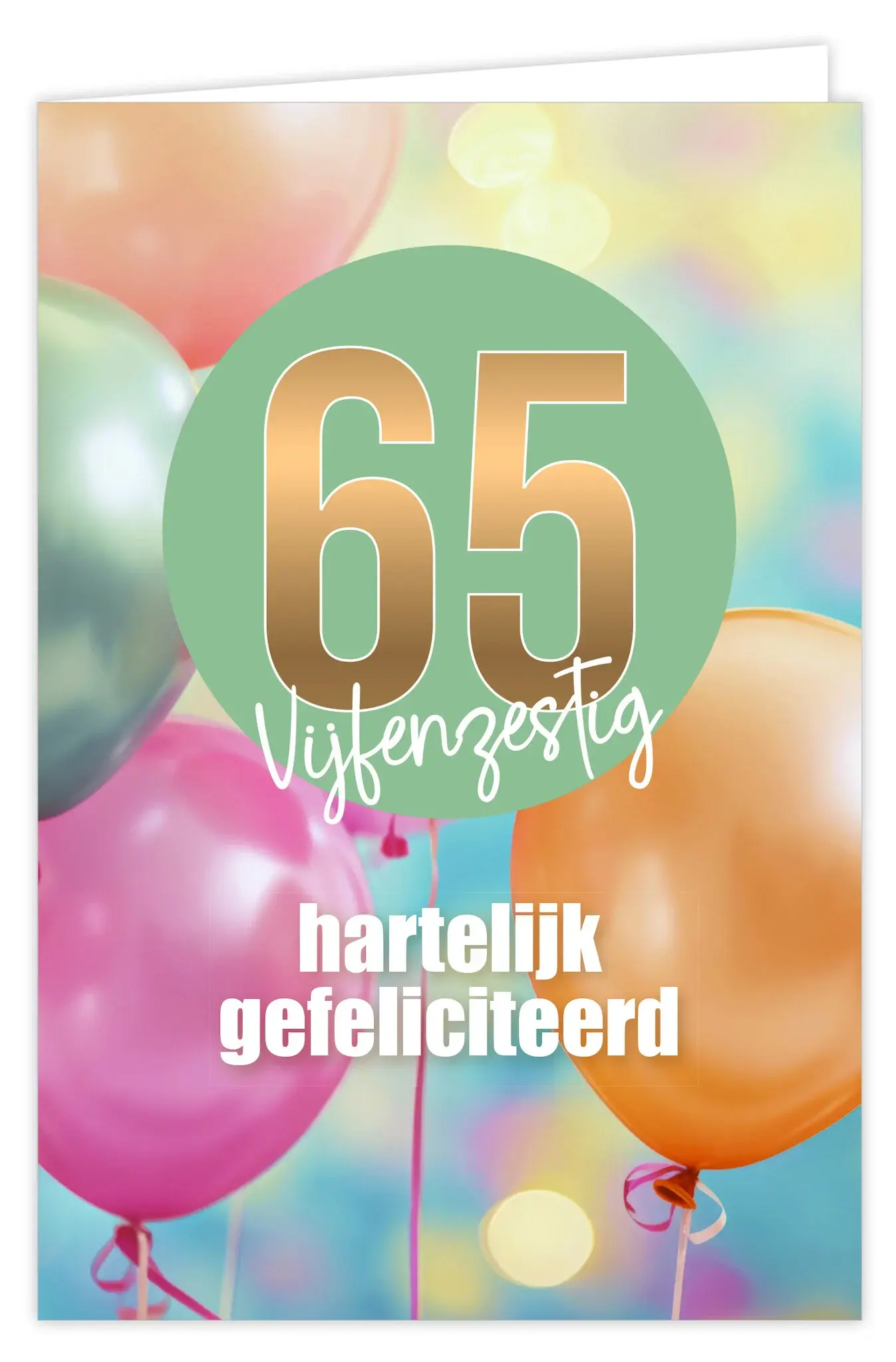 Wenskaart 65 hartelijk gefeliciteerd