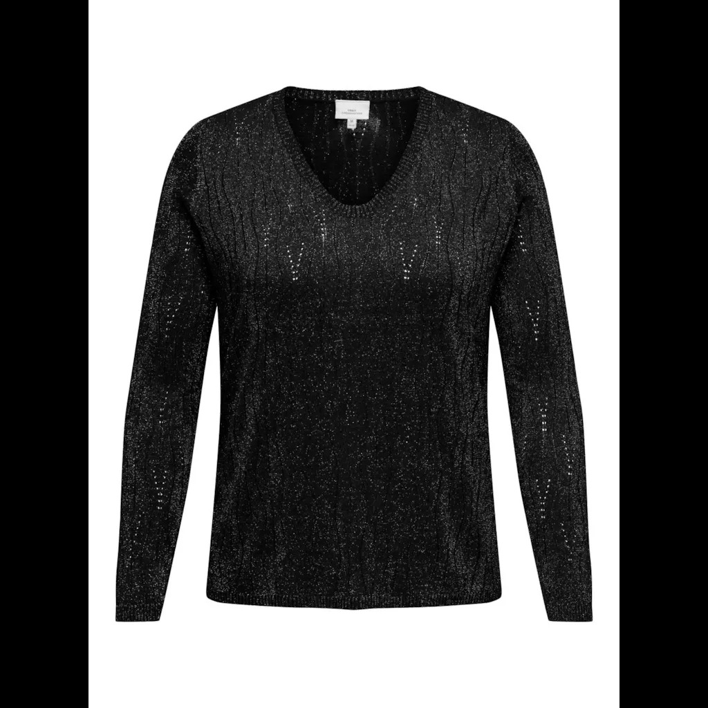 Only ck CARMELLA LS GLITTER V-NECK KNT - Black DTM Glitter, M-46/48