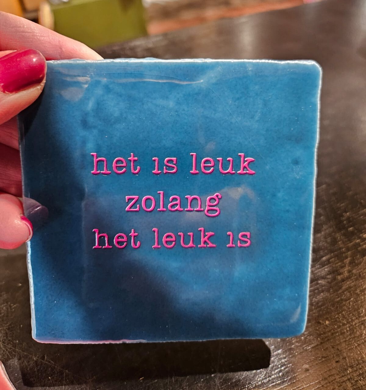 Tegeltje het is leuk zolang het leuk is blauw
