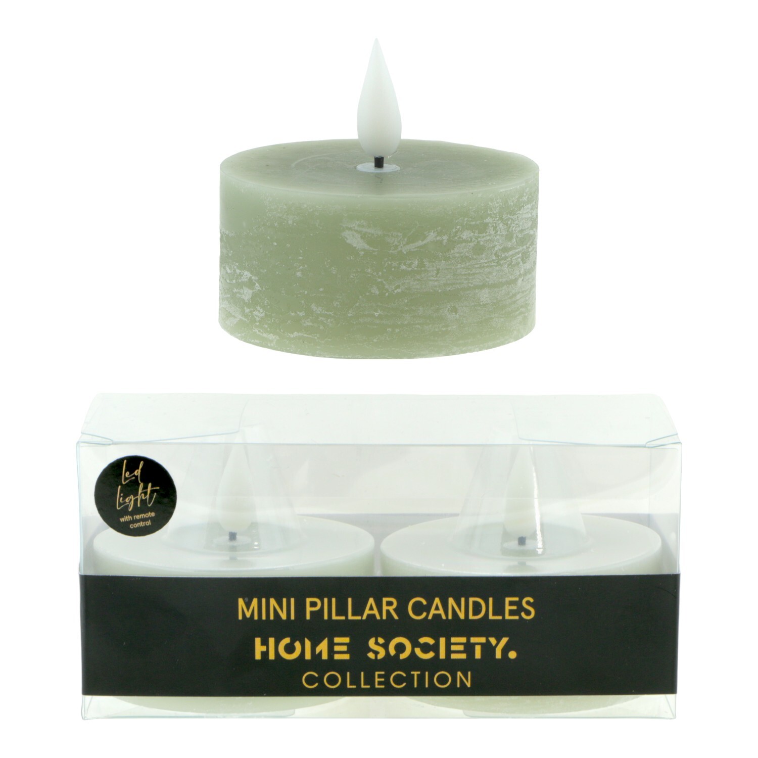 LED Kaars Mini Pillar Set 2  celadon