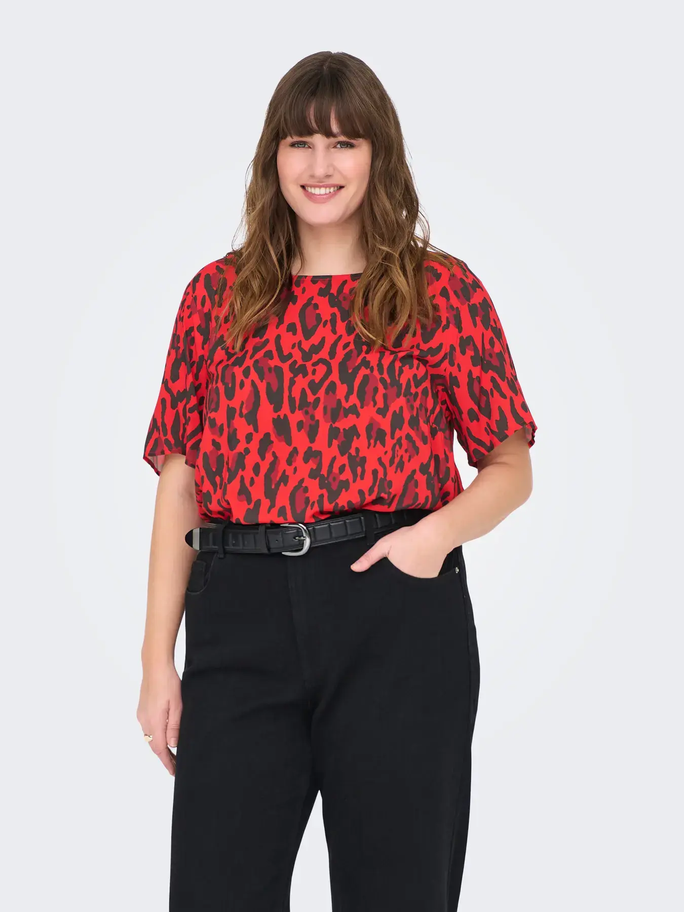 only ck CARHARMONY LIFE SS BOATNECK AOP TOP BS z5 - Poppy Red UPSCALED LEO, 46