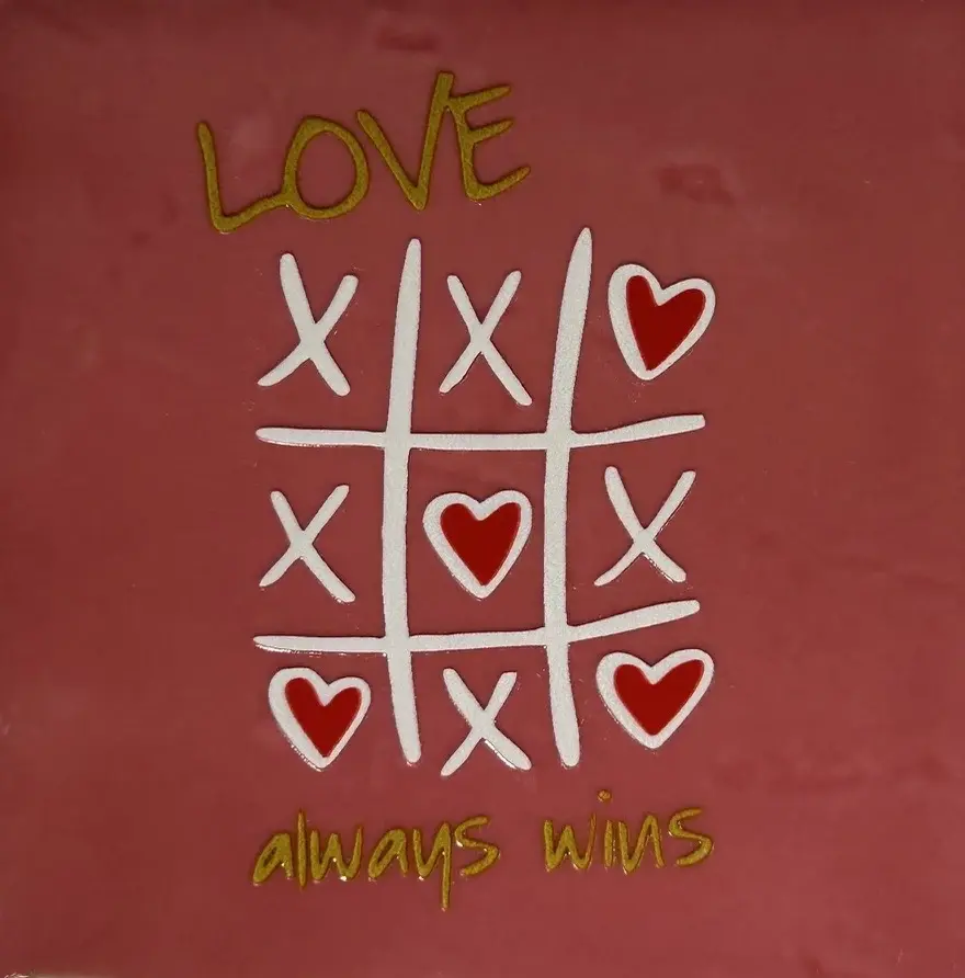 Tegeltje Love always wins roze