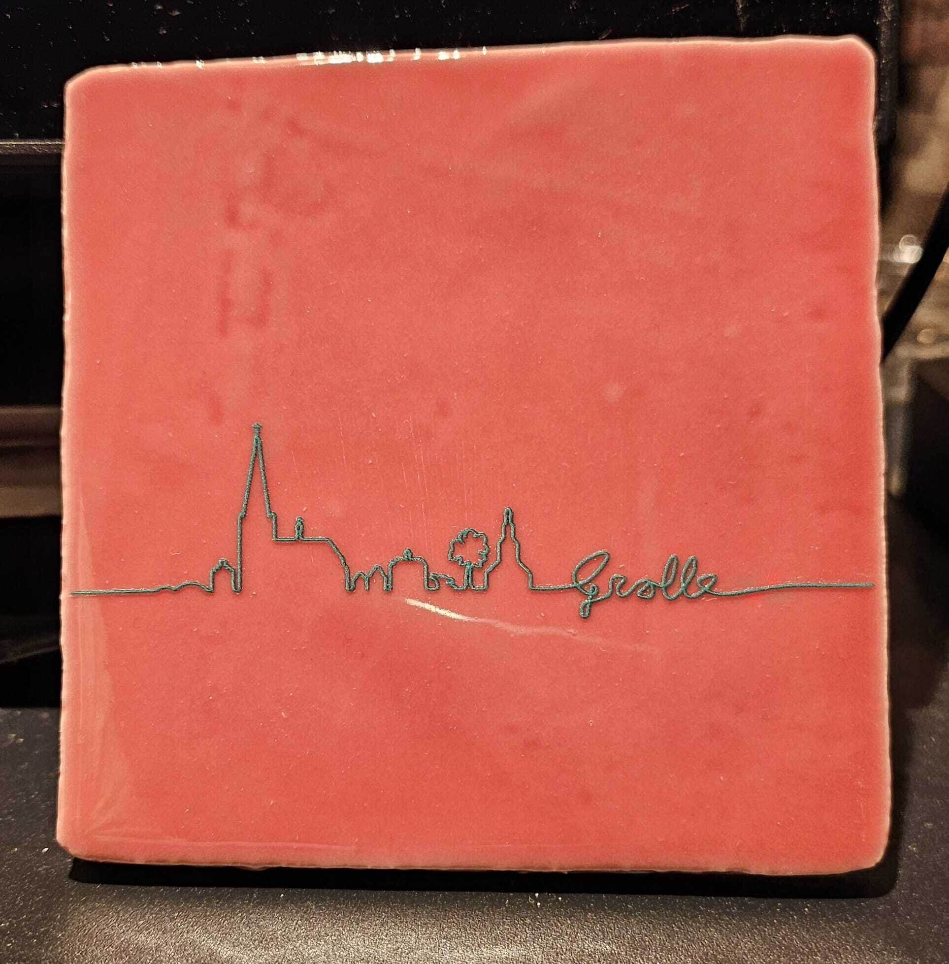 Tegeltje Skyline Groenlo  Roze