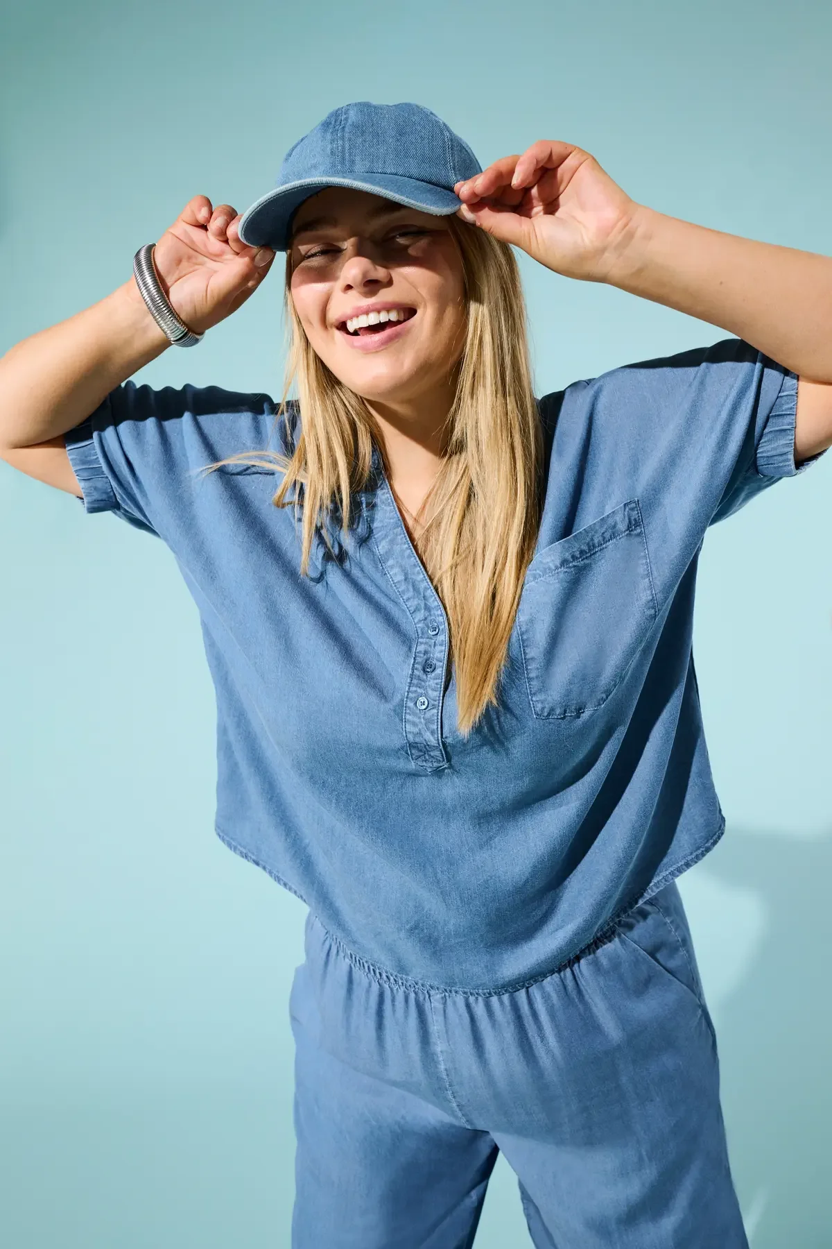 only ck CARCHARIS LIFE CAP SLEEVE SHIRT PNT s6 #8 - Medium Blue Denim, 42