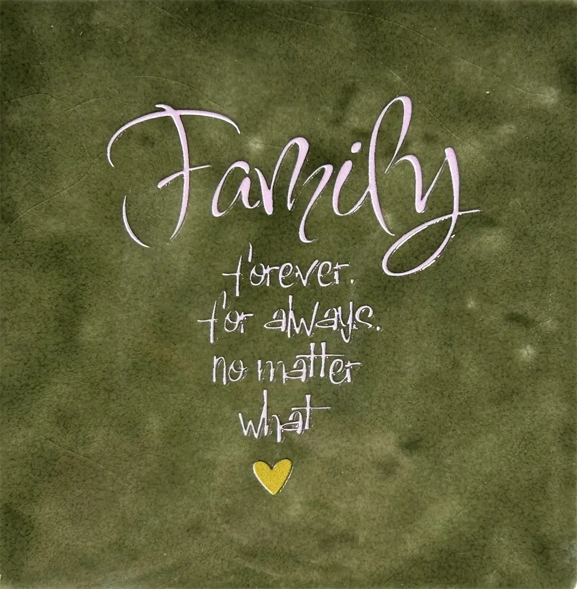 Tegeltje Family forever (fijn) olijf/babyroze