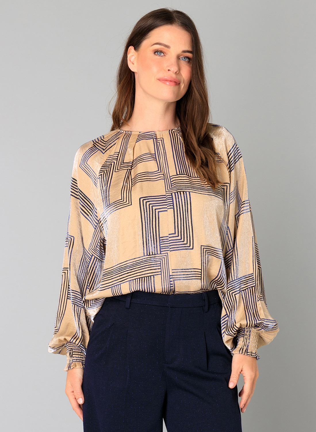 Sale Yest blouse Billie pf5 - Dark Sand/Dark Navy, 42