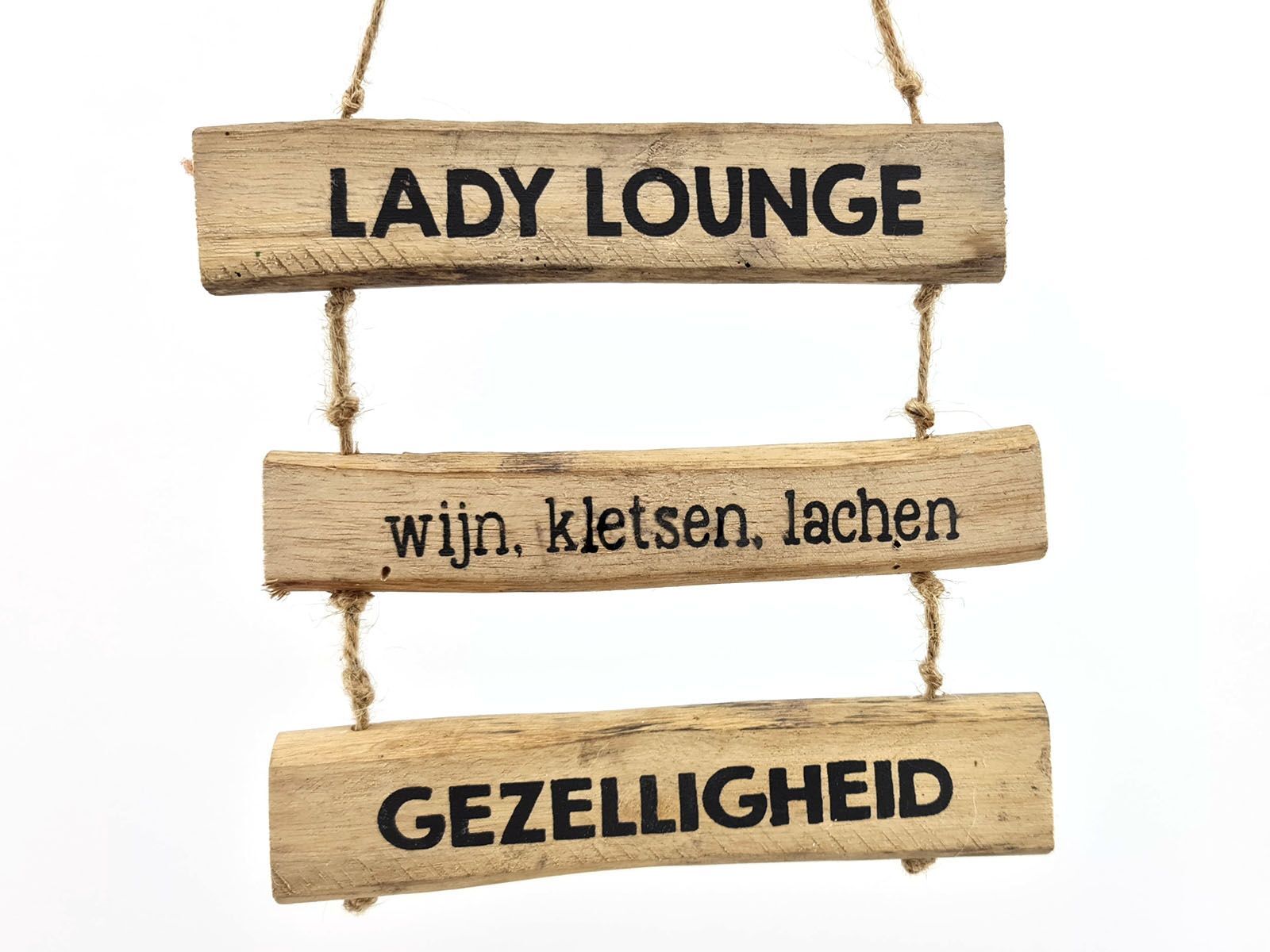 tekstbord 3 plankjes 16x15cm lady lounge natural