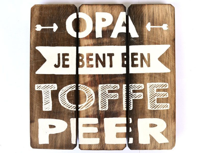 tekstbord 20x20cm opa toffe peer natural