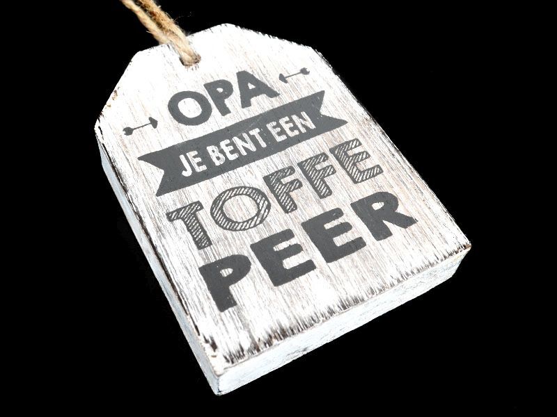 hanger label 9x6cm opa toffe peer antique white