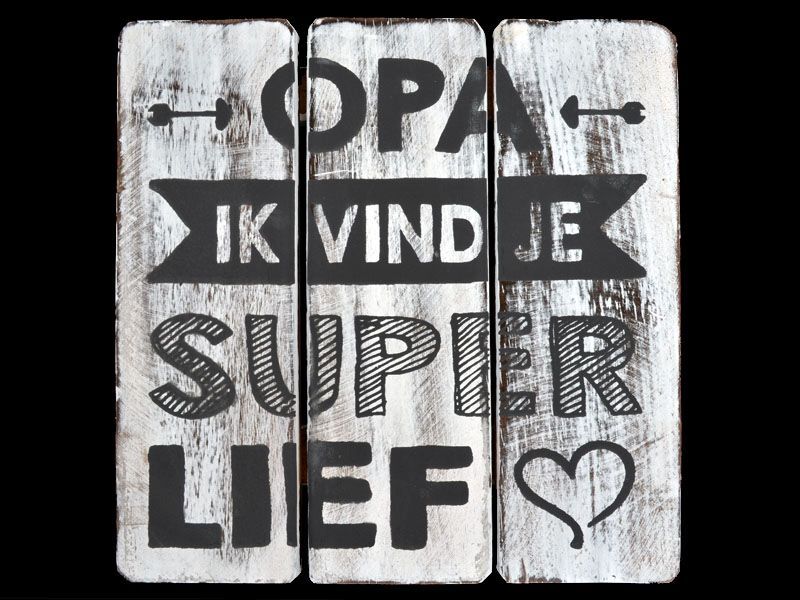 tekstbord 20x20cm opa super lief antique white