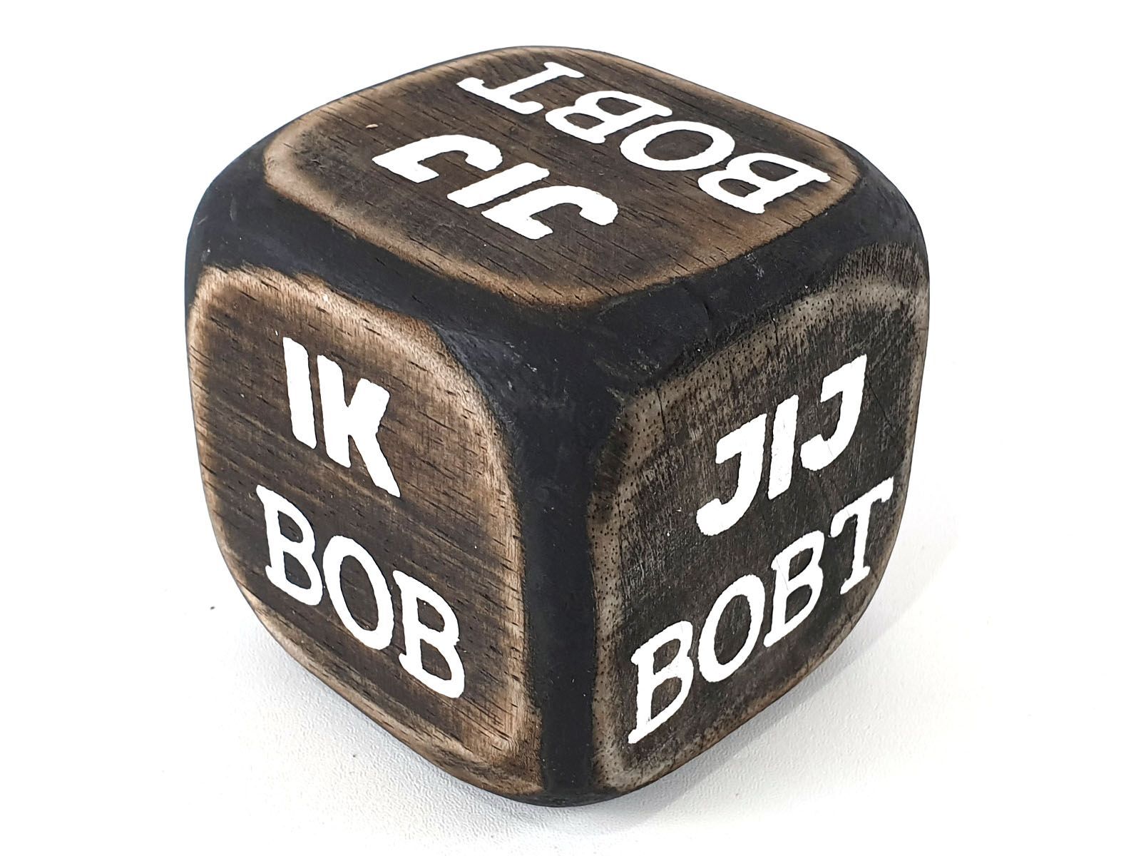 dobbelsteen 8x8cm jij bobt, ik bob black wash