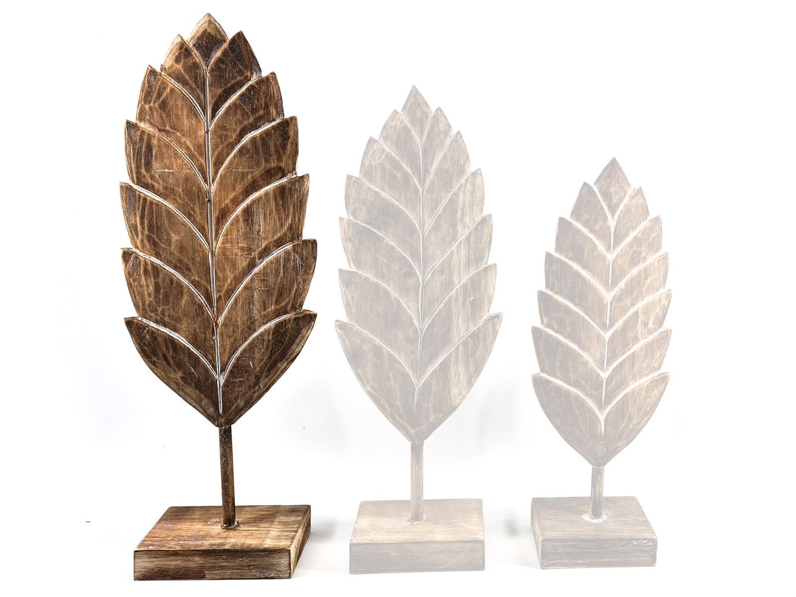 blad carving L op voet 54x19cm  natural