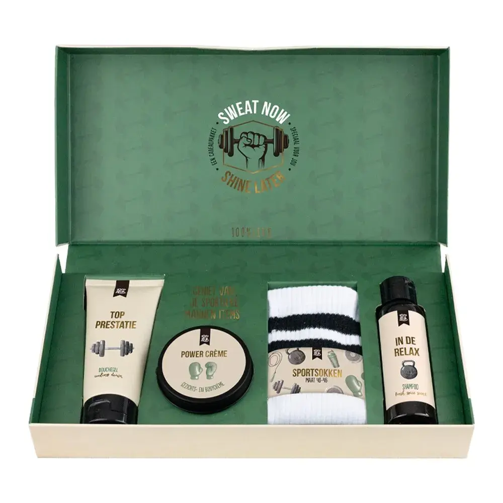 100% LEUK Cadeaupakket – Sweat now Shine later